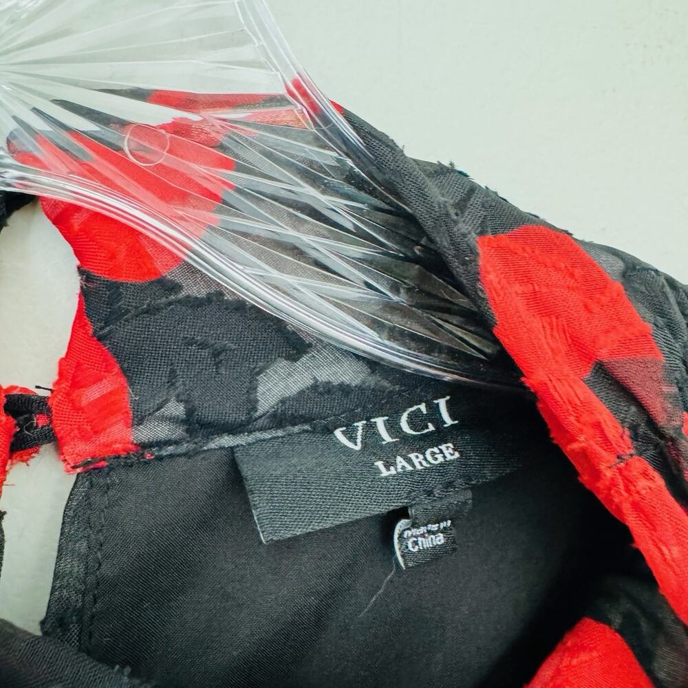 Vici Red and Black Floral Midi Dress - Picture 4 of 8